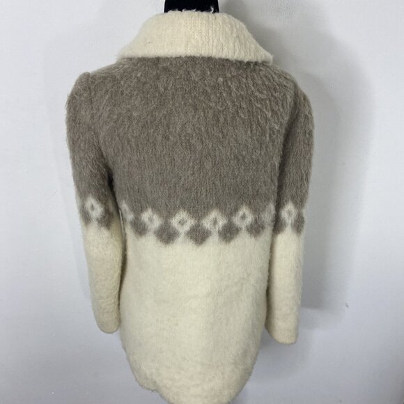 Vintage Hilda Ltd Made In Iceland Virgin Wool Sweater Jacket Coat Womens XS/S - Picture 2 of 9